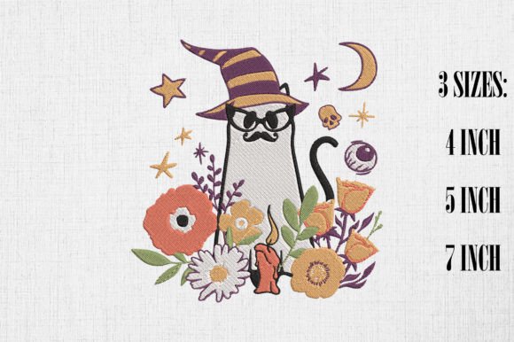 Floral Black Cat Happy Halloween Embroidery Review