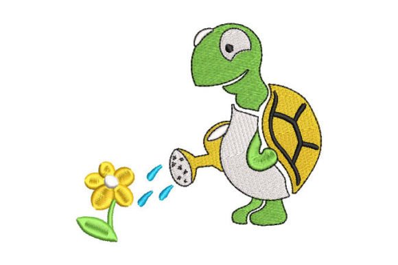 Turtle Watering Plant Embroidery Review