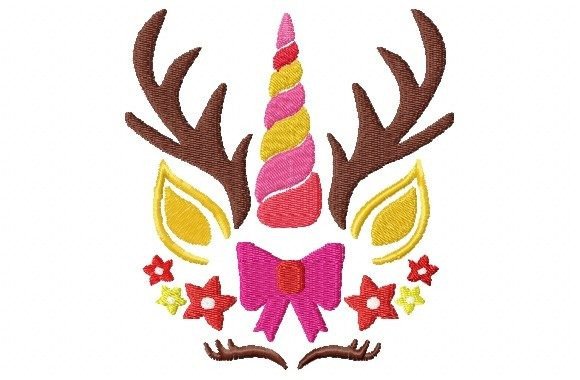 Unicorn Girl Reindeer with Stars
